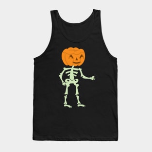 Halloween Skeleton with Pumpkin Skull Tank Top